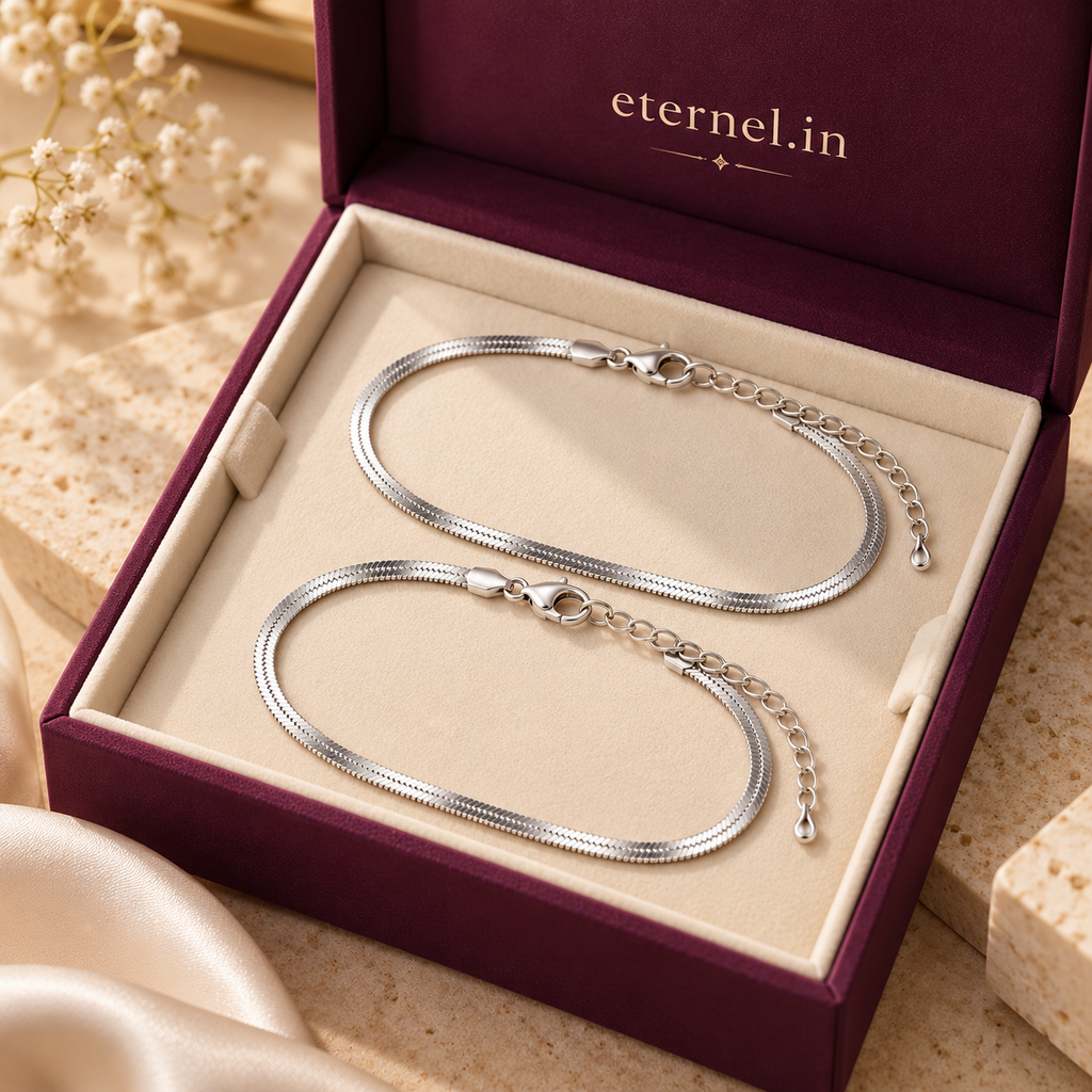 Bond of Love Silver-Plated Snake Anklet for Her | Premium Chic (Anti Tarnish )