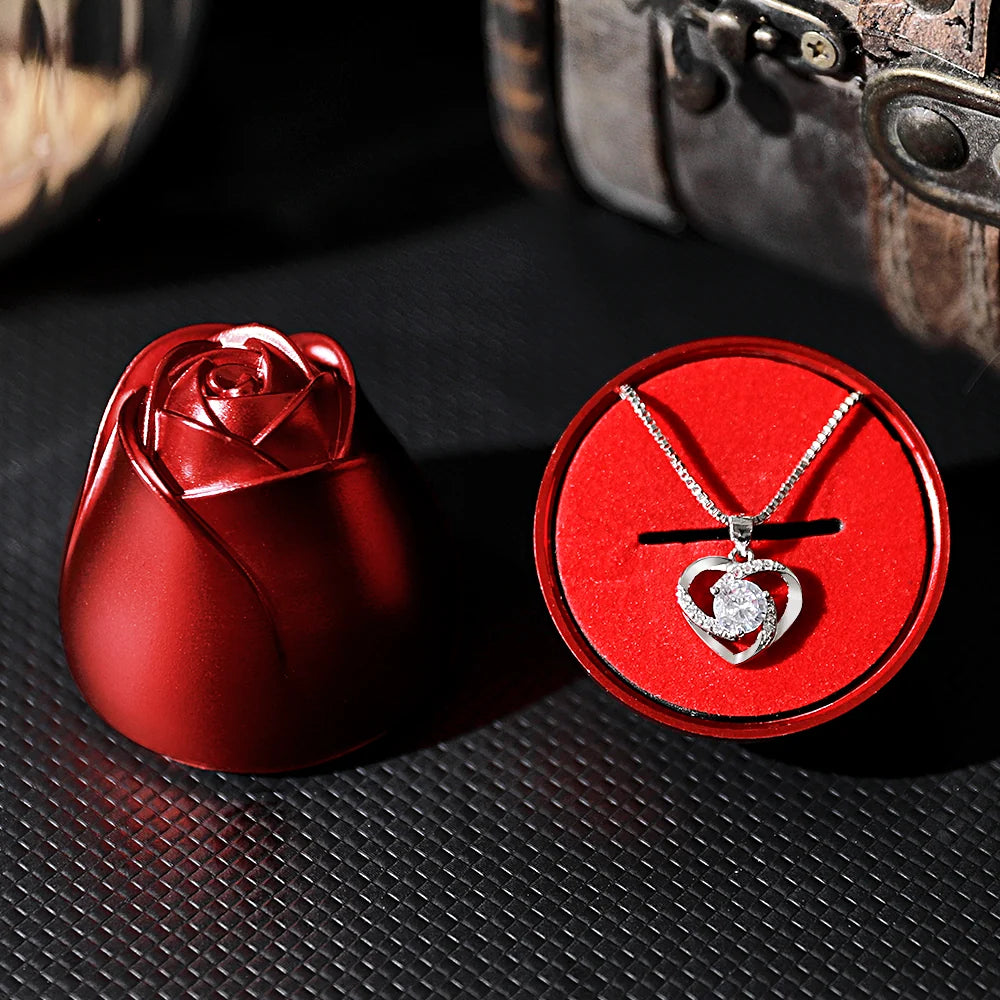 Hidden Love Rose Stem 925 Sterling Silver Necklace Gift Set | Express Your Love Through Actions